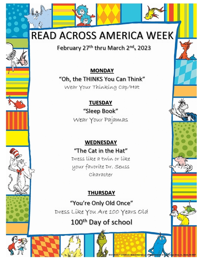 CHANGE - Read Across America Week - 100th Day Change